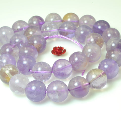 YesBeads natural Amethyst smooth round loose beads gemstone wholesale 10mm 15"