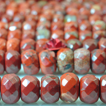 YesBeads Natural Red Jasper faceted rondelle beads gemstone wholesale jewelry 15"