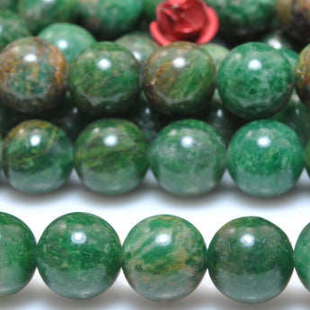 YesBeads natural green African jade smooth round beads gemstone 8mm 15"