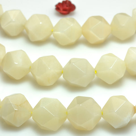 YesBeads Natural Moonstone creamy star cut faceted nugget beads wholesale gemstone jewelry making 15"