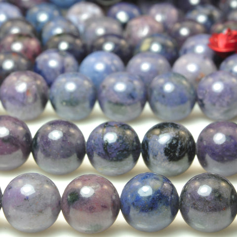 Natural Purple Dumortierite smooth round loose beads gemstone wholesale for jewelry making 6mm8mm15"