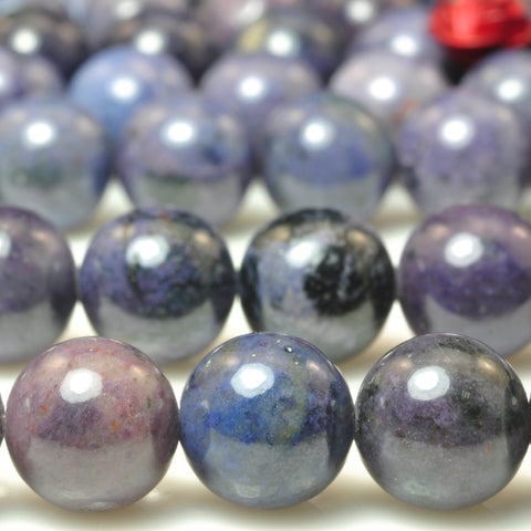 Natural Purple Dumortierite smooth round loose beads gemstone wholesale for jewelry making 6mm8mm15"