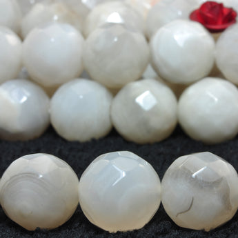 YesBeads Natural White Crazy Lace Agate faceted round beads gemstone 15"