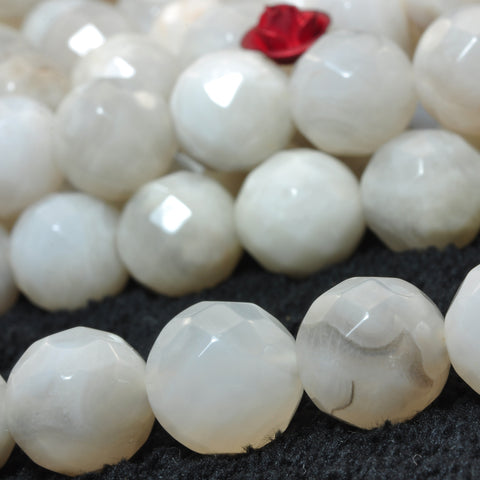 YesBeads Natural White Crazy Lace Agate faceted round beads gemstone 15"