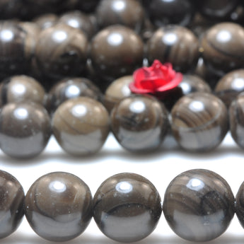 YesBeads Natural Brown Wood Jasper smooth round beads gemstone 8mm-12mm 15"