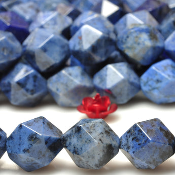 YesBeads Natural Blue Dumortierite star cut faceted nugget beads gemstone wholesale jewelry making 15"