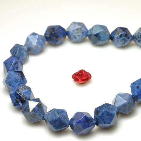 YesBeads Natural Blue Dumortierite star cut faceted nugget beads gemstone wholesale jewelry making 15"