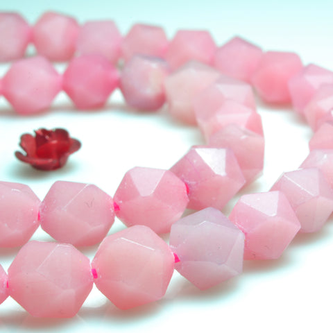 YesBeads Pink Opal gemstone faceted star cut nugget beads wholesale jewelry 15"