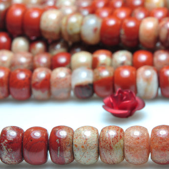 YesBeads Natural Red Jasper smooth rondelle loose beads gemstone wholesale jewelry making 15"