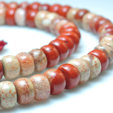 YesBeads Natural Red Jasper smooth rondelle loose beads gemstone wholesale jewelry making 15"