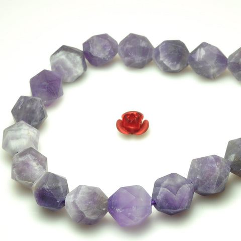 YesBeads natural dog tooth Amethyst matte star cut faceted nugget beads gemstone 15"