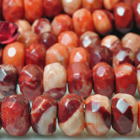 YesBeads Red crazy lace agate faceted rondelle loose beads wholesale gemstone jewelry 15"