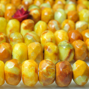 YesBeads Yellow Crazy lace agate faceted rondelle loose beads wholesale gemstone jewelry 15"