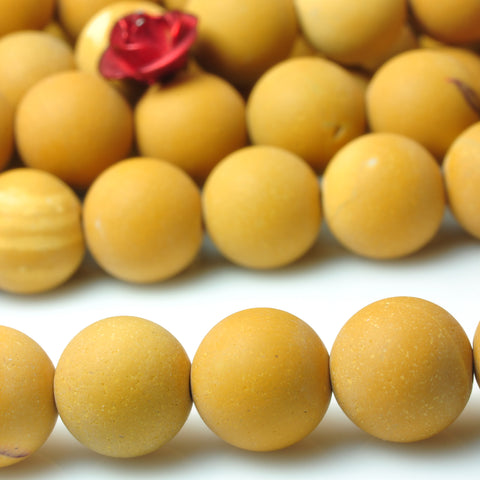 YesBeads Natural Yellow Mookaite matte round beads gemstone 8mm 10mm 15"