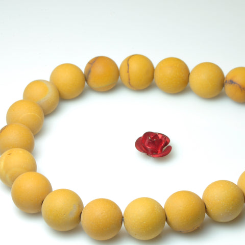 YesBeads Natural Yellow Mookaite matte round beads gemstone 8mm 10mm 15"