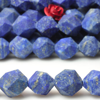 Natural Lapis Lazuli gemstone star cut matte faceted nugget beads wholesale gemstone bracelet necklace diy