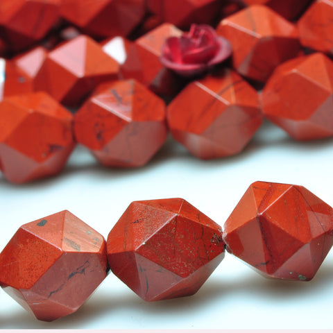 YesBeads Natural Red Jasper star cut faceted nugget beads gemstone 8mm 10mm 15"
