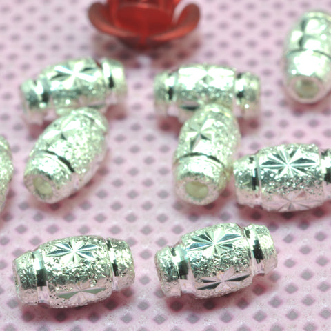 925 sterling silver carve matte rice beads wholesale handmade jewelry findings