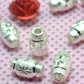 925 sterling silver carve matte rice beads wholesale handmade jewelry findings