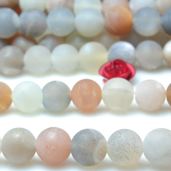 YesBeads Natural Sunstone matte round beads multicolour gemstone wholesale jewelry 15"