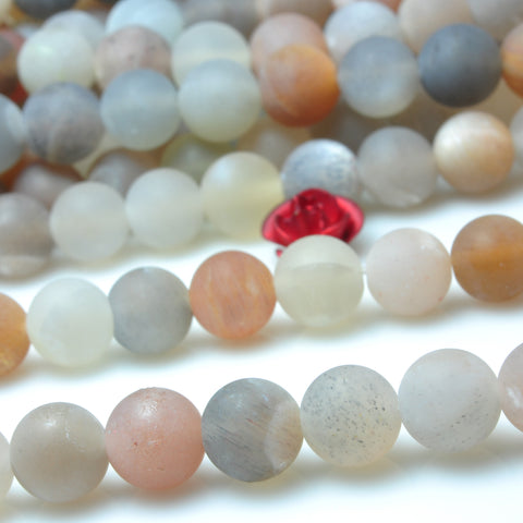 YesBeads Natural Sunstone matte round beads multicolour gemstone wholesale jewelry 15"