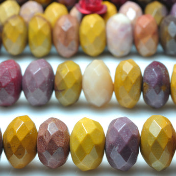 YesBeads Natural Mookaite faceted rondelle beads wholesale gemstone jewelry making 15"