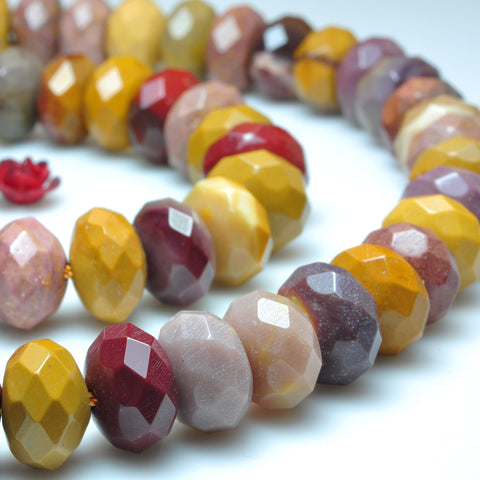 YesBeads Natural Mookaite faceted rondelle beads wholesale gemstone jewelry making 15"