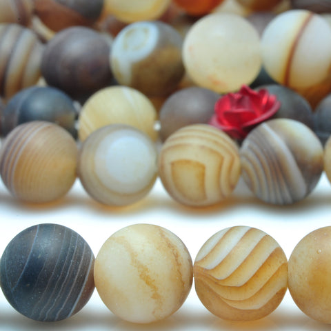 YesBeads Brown Banded Agate matte round beads gemstone 6mm 8mm 15"