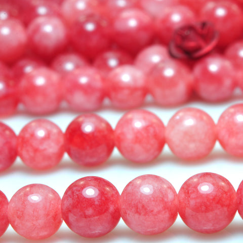 YesBeads Malaysia Jade smooth round loose beads red jade gemstone wholesale jewelry making 15"