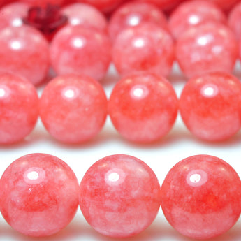 YesBeads Malaysia Jade smooth round loose beads red jade gemstone wholesale jewelry making 15"