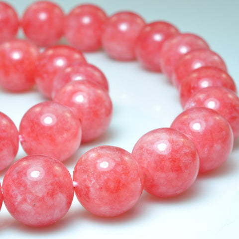 YesBeads Malaysia Jade smooth round loose beads red jade gemstone wholesale jewelry making 15"
