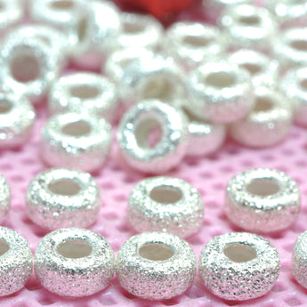 YesBeads 925 Sterling silver matte rondelle spacers silver spacer wheel beads wholesale jewelry findings