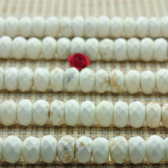 YesBeads Natural white Turquoise faceted rondelle beads wholesale gemstone jewelry 15''