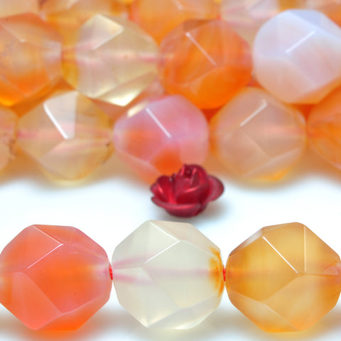 Natural Rainbow Agate star cut faceted nugget beads gemstone 8mm 10mm 15"