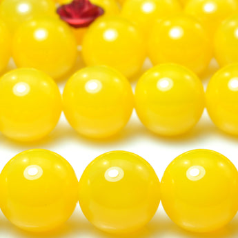 YesBeads Yellow Agate gemstone smooth round beads wholesale 10mm 15"