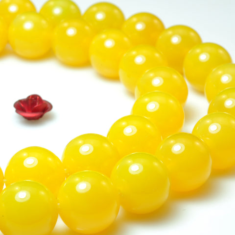 YesBeads Yellow Agate gemstone smooth round beads wholesale 10mm 15"