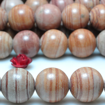 YesBeads Pink Banded Jasper smooth round beads gemstone 6mm-10mm 15"