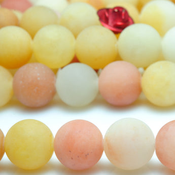 YesBeads Natural Gold Silk Jade matte round beads yellow gemstone 6-10mm 15"