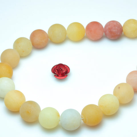 YesBeads Natural Gold Silk Jade matte round beads yellow gemstone 6-10mm 15"