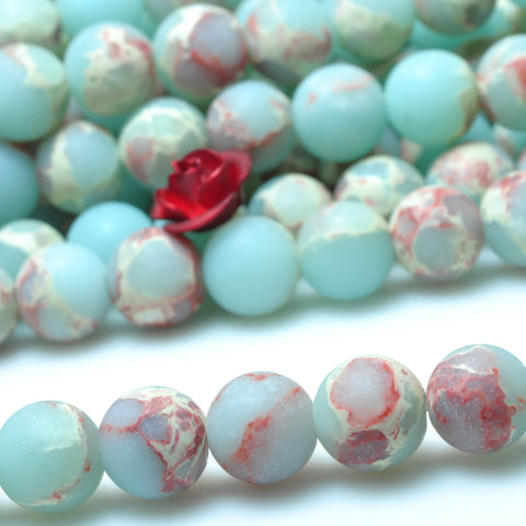 YesBeads Impression Jasper matte round beads aqua terra jasper stone 6mm-12mm 15"