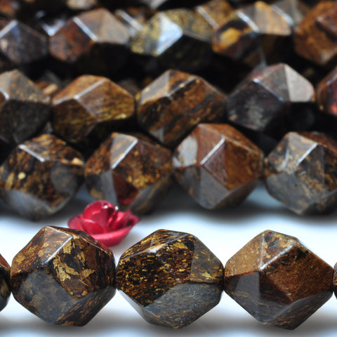 YesBeads Bronzite stone star cut faceted nugget beads gemstone 8mm 10mm 15"