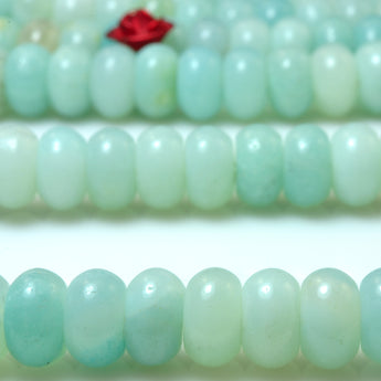 YesBeads Natural Amazonite gemstone smooth rondelle loose beads wholesale jewelry making 15"