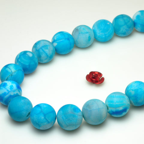 YesBeads Blue Fire Agate matte round beads gemstone 8mm 10mm 15"