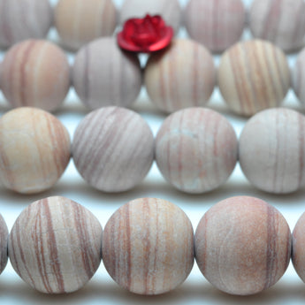 YesBeads Pink Banded Jasper matte round beads gemstone 6mm-10mm 15"