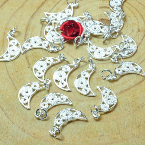925 sterling silver Moon charms crescent moon pendant beads wholesale earring jewelry findings