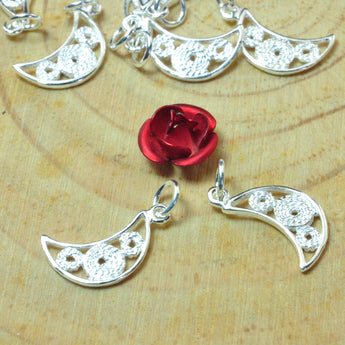 925 sterling silver Moon charms crescent moon pendant beads wholesale earring jewelry findings