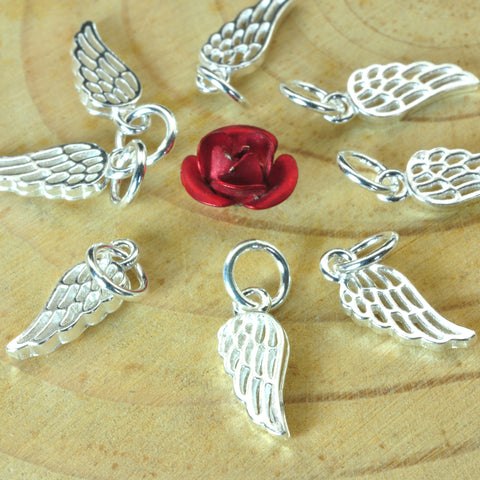 YesBeads 925 sterling silver Angel wings charms feather pendant beads wholesale jewelry findings