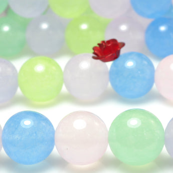 YesBeads Rainbow Jade multicolor mix gemstone smooth round loose beads wholesale jewelry making 15"