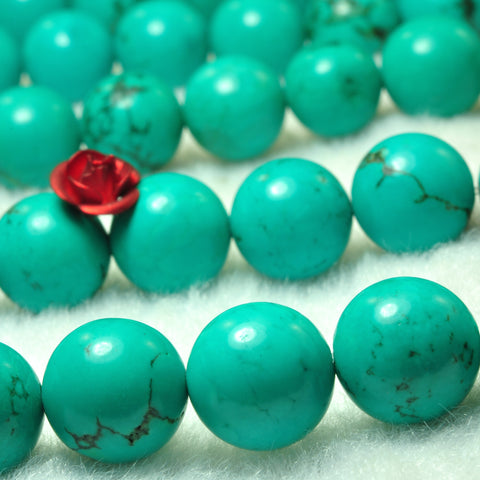 YesBeads Green Turquoise smooth round beads gemstone 8mm 10mm 15"