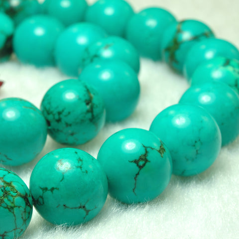 YesBeads Green Turquoise smooth round beads gemstone 8mm 10mm 15"